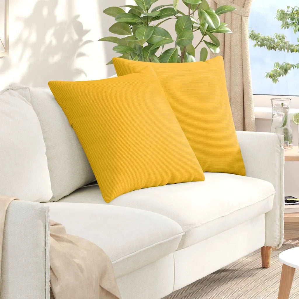 Cuscini da Divano 2 pz-Set di 2 Cuscini per Sofa Giallo Chiaro 60 x 60 cm