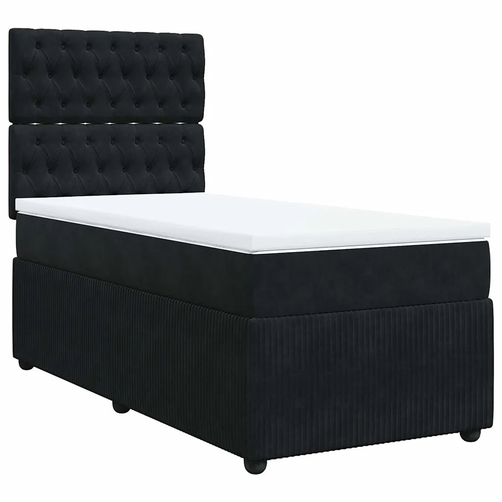 vidaXL Giroletto a Molle con Materasso Nero 80x200 cm in Velluto
