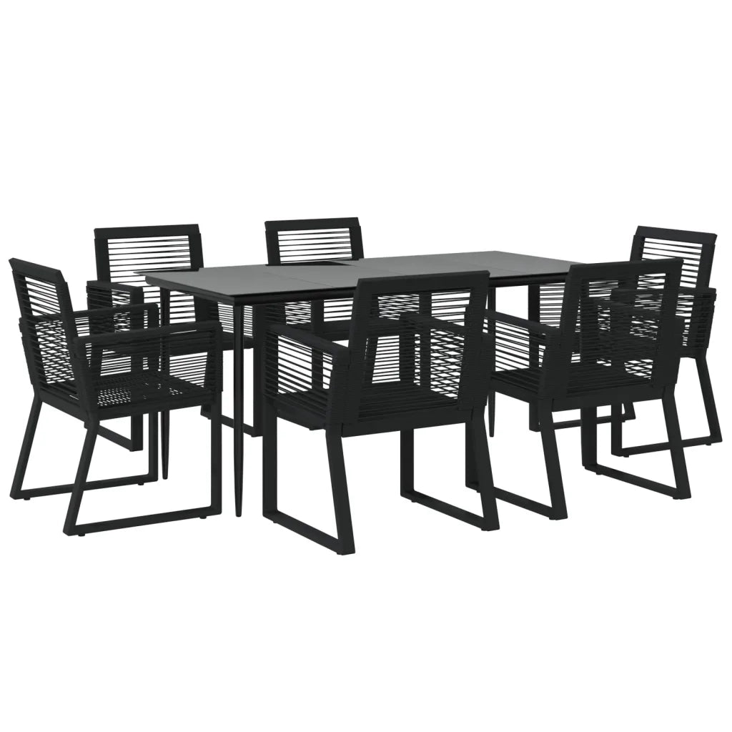 Set da Pranzo da Giardino 7 pz Nero in Rattan PVC