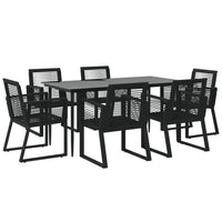 Set da Pranzo da Giardino 7 pz Nero in Rattan PVC