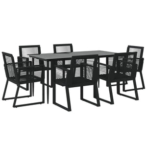 Set da Pranzo da Giardino 7 pz Nero in Rattan PVC