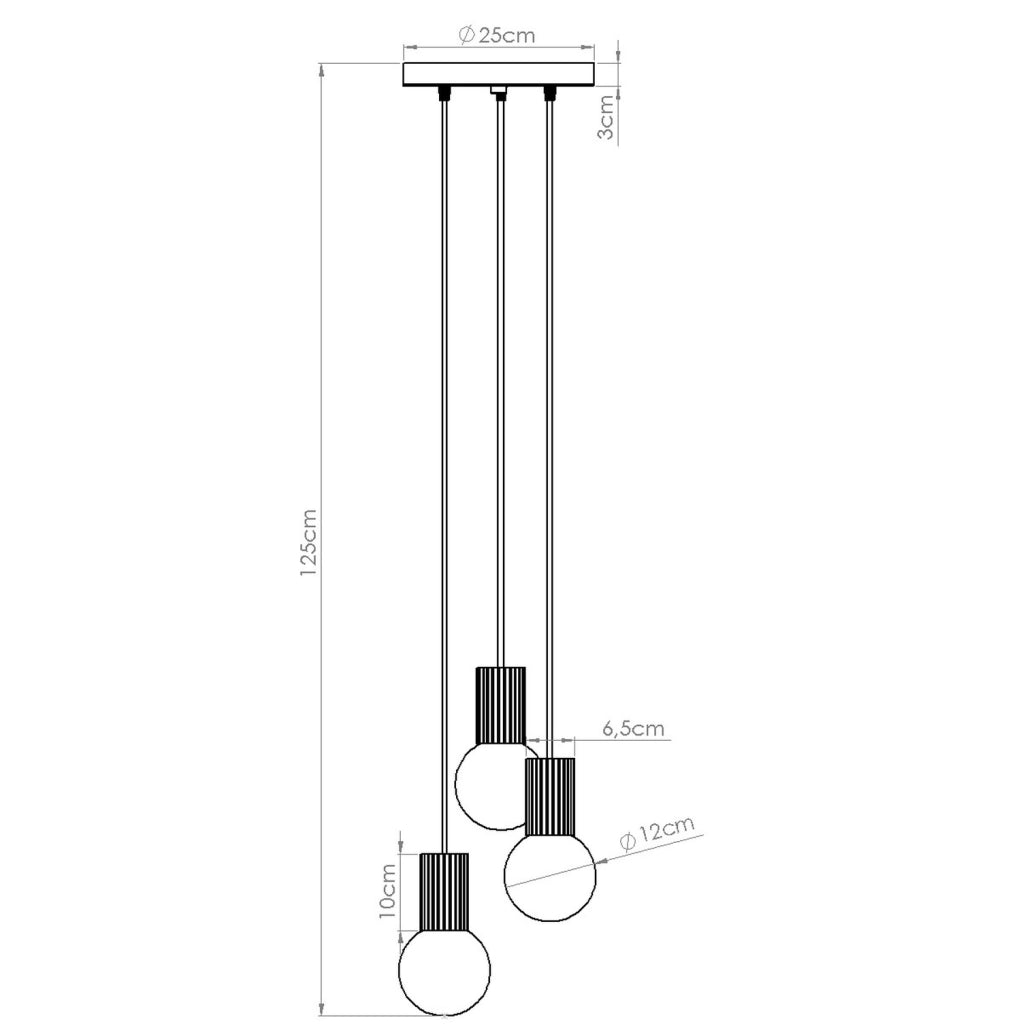 Sospensione Pure Lume SFERA tripla rossa sfere bianche 3xG9