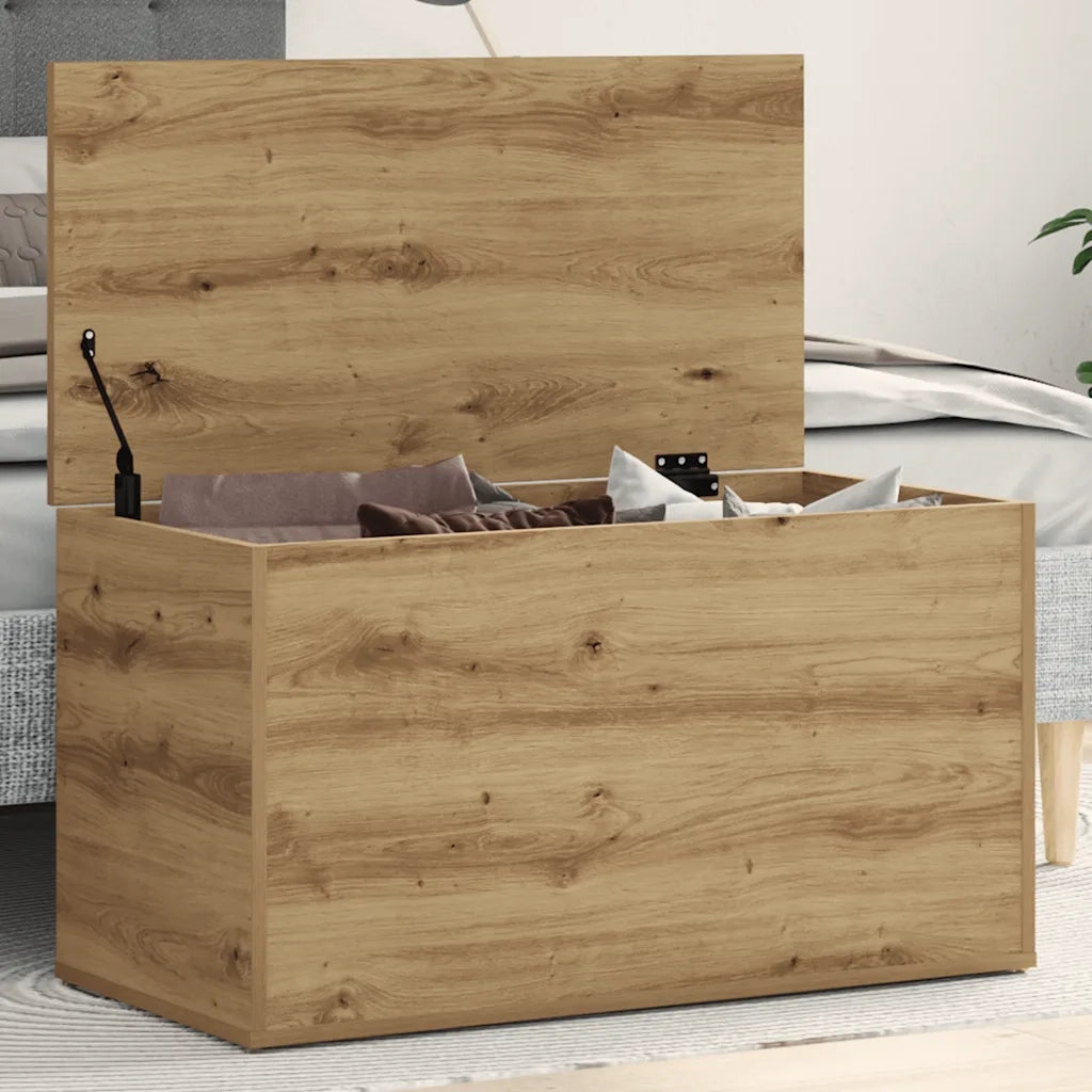 Cassapanca-Baule-Mobile di Stoccaggio Rovere Artigianale 84x42x46 cm Legno Ingegnerizzato