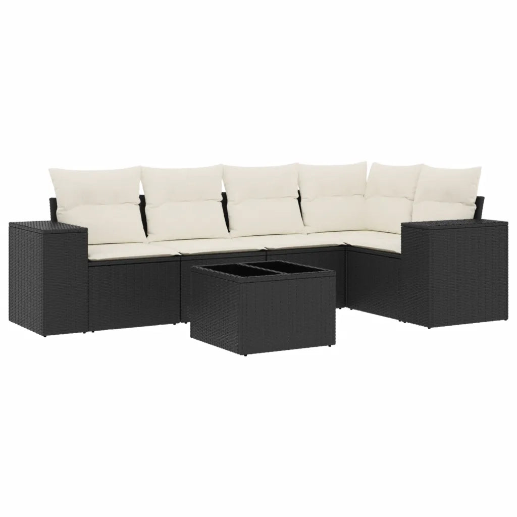 Set Divano da Giardino 6 pz con Cuscini Nero in Polyrattan 3254873