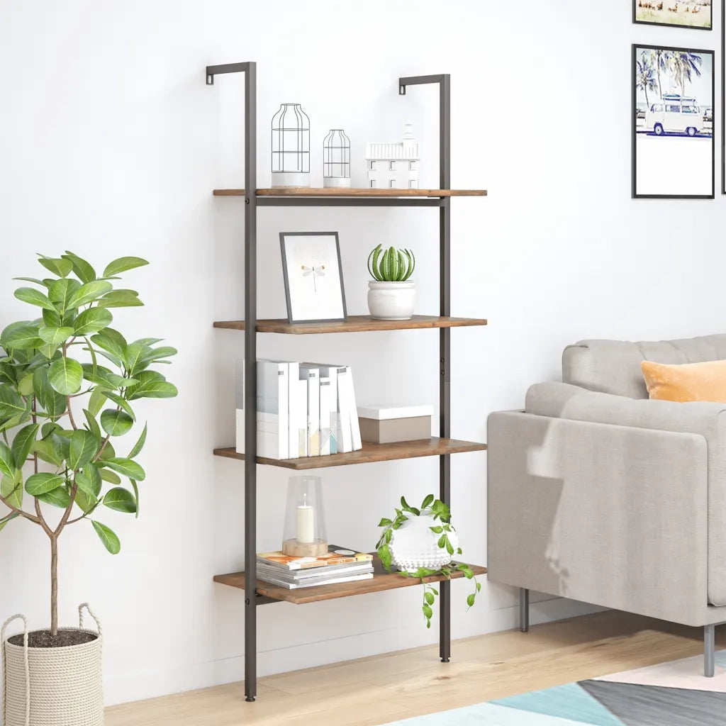 Scaffale Pendente 4 Livelli Marrone Scuro e Nero 64x35x152,5 cm CFW6011294