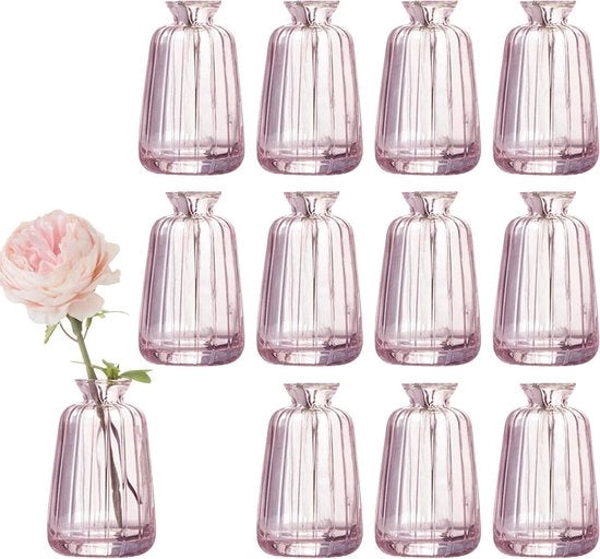 Decorazioni per tavolo in forma di fiori rosa, set da 12, dimensioni 11x6.5cm
