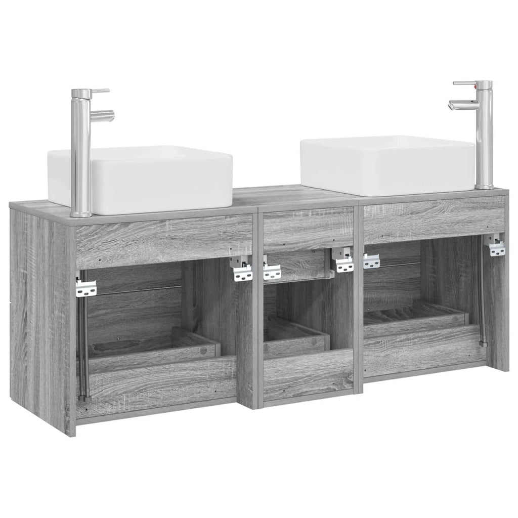 Set di Armadi da Bagno 3 pz Sonoma grigio 49,5 x 41 x 63 cm 3405832