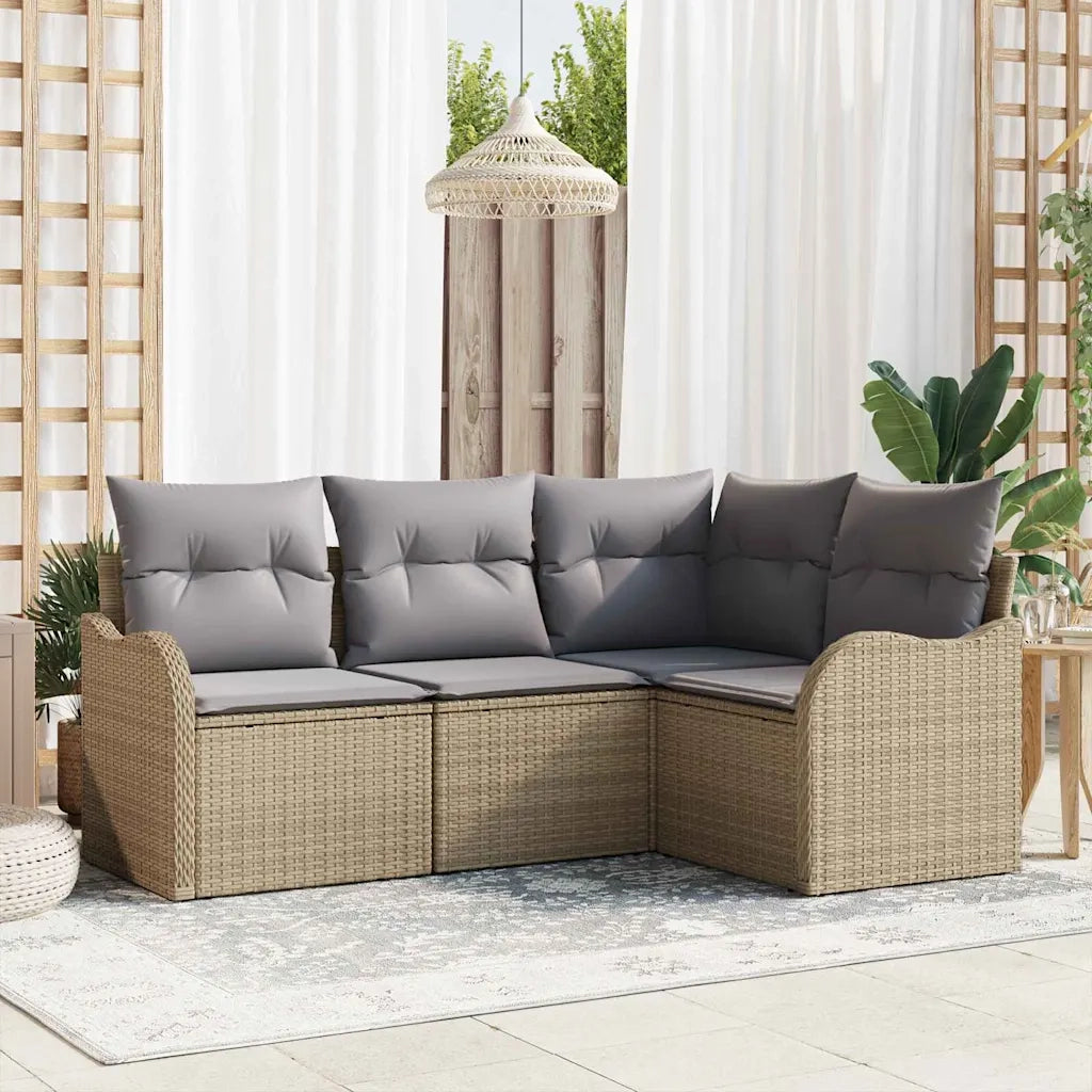 Set Divano da Giardino 4 pcs Beige polyrattan 3345680