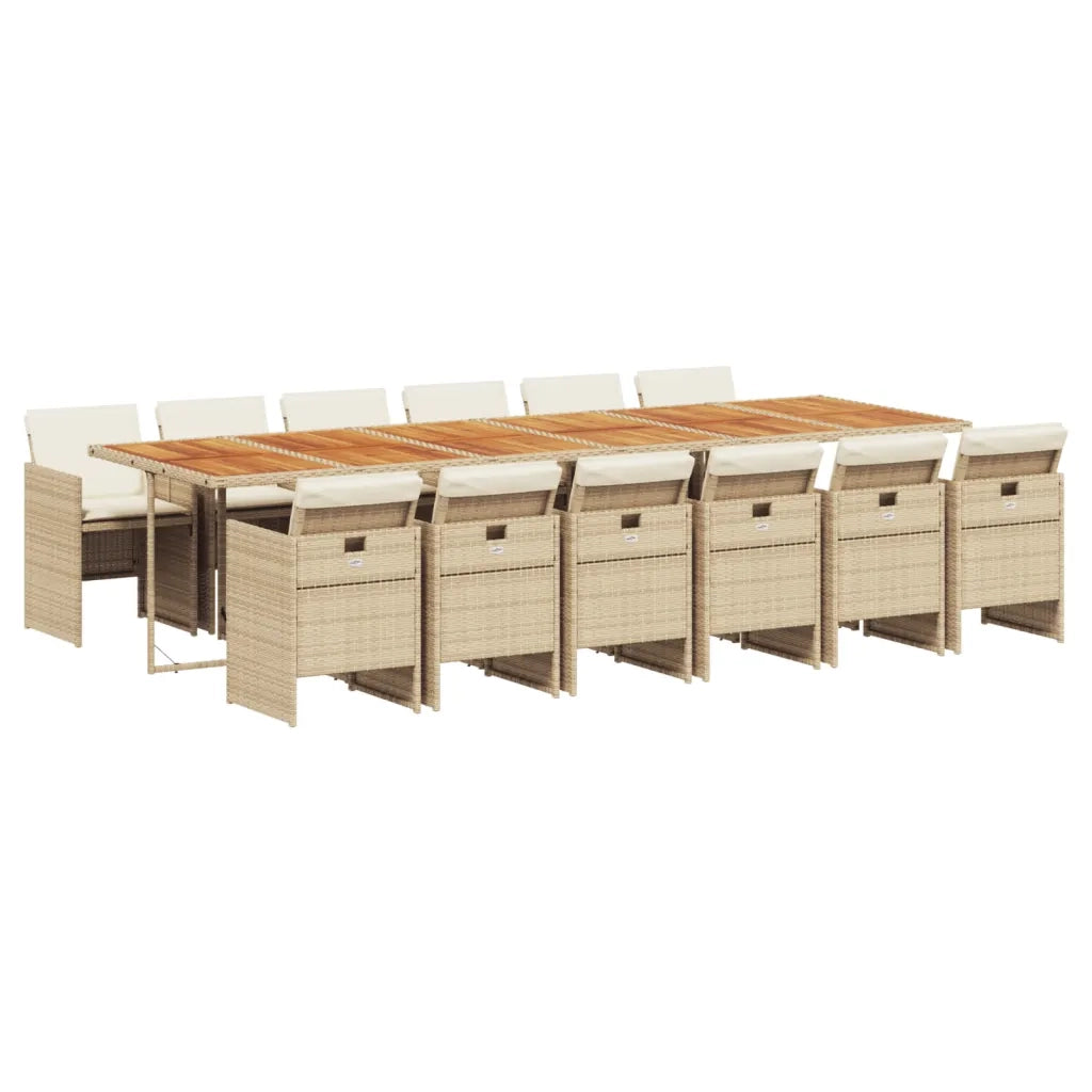 Set da Pranzo da Giardino 13 pz con Cuscini Beige in Polyrattan 3277719