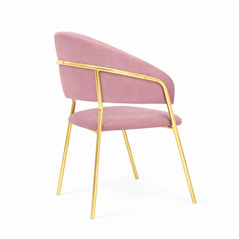 Sedie da sala da pranzo set da 2 Aurelia con schienale in velluto rosa