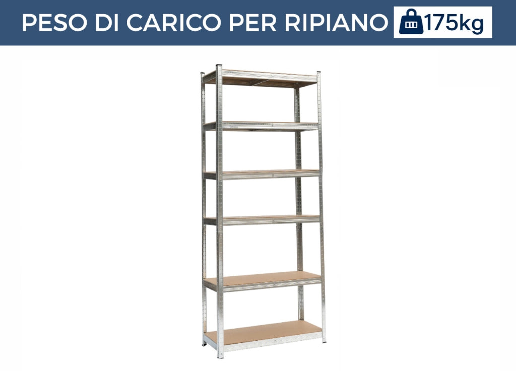 Scaffale In Acciaio Multiuso Con Ripiani Regolabili Alta Portata Storage - 6 Ripiani - Storage