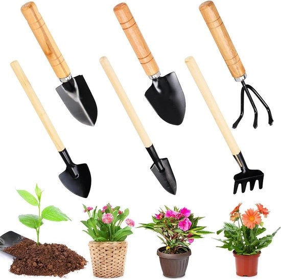 Set di attrezzi per giardinaggio da 6 pezzi per piccoli giardini - vanga, attrezzo per bonsai e altro