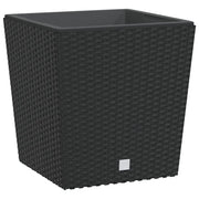 Fioriera | Cassetta per fiori | Vaso con Interno Rimovibile Antracite 21 / 32 L PP Rattan