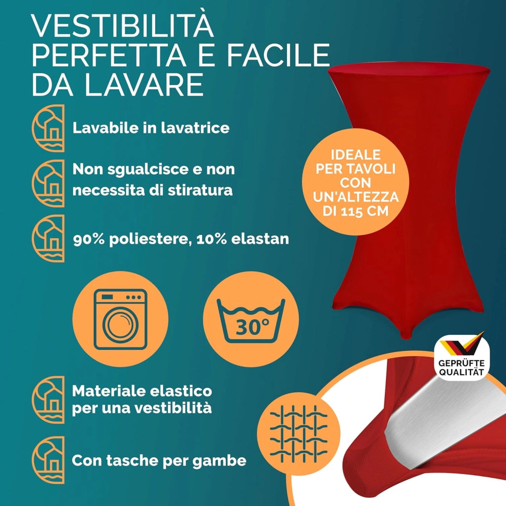 ® Tavolo Alto da Bar 2in1 con Fodera Regolabile in Altezza 70 cm / 115 cm in Alluminio Rotondo Ø60 cm Pieghevole per Esterni Giardino Bistrot Feste Tavoli da Ricevimento