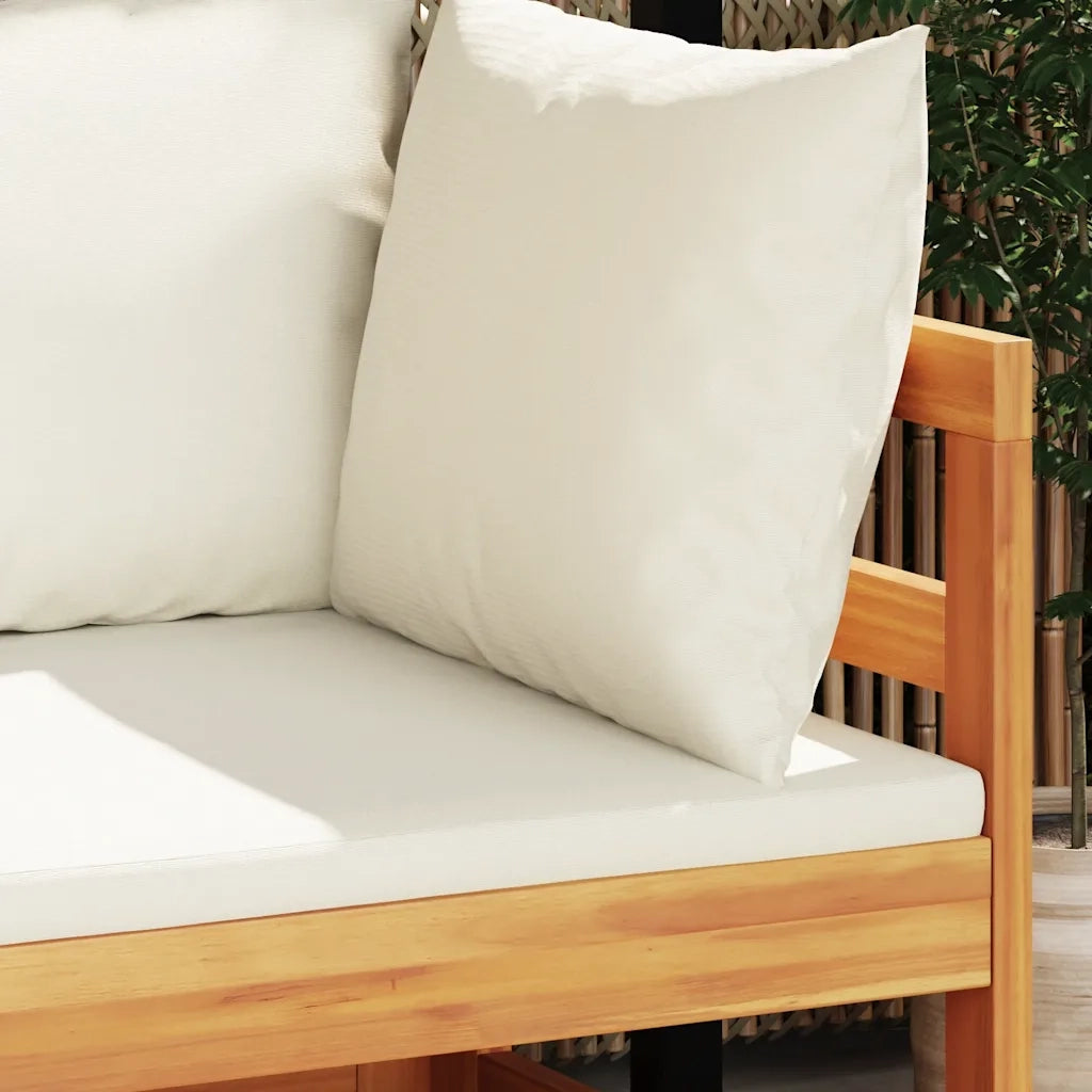 Divano Angolare con Cuscini Bianco Crema in Massello di Acacia 316315