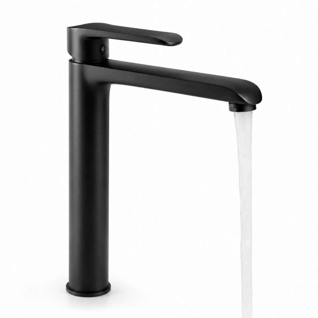Miscelatore rubinetto modello puma per lavabo canna alta in ottone nero opaco *** confezione 1