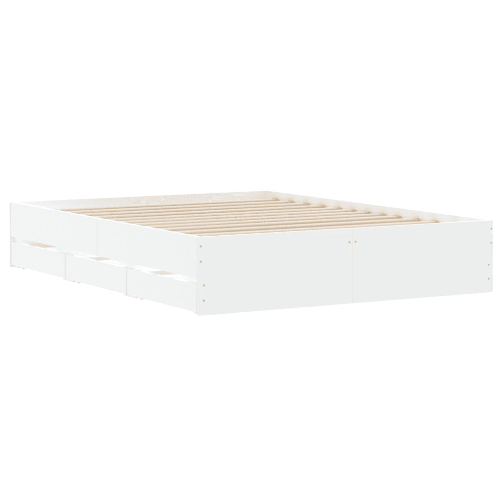 Giroletto con Cassetti Bianco 140x200 cm in Legno Multistrato 3207273