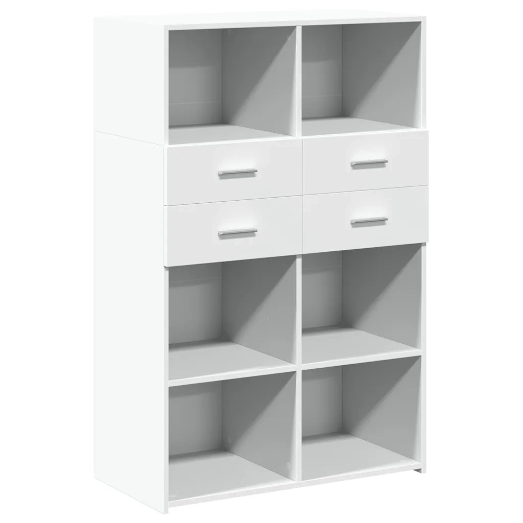 Credenza-Buffet-Armadio da cucina Bianca 80x42,5x124 cm in Legno Multistrato