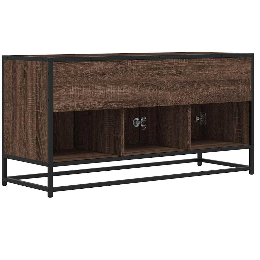 Mobile TV multimediale mensola TV credenza adatto per sala da pranzo soggiorno camera da letto rovere 100 x 35 x 50 cm legno ingegnerizzato e metallo marrone 02_0027111