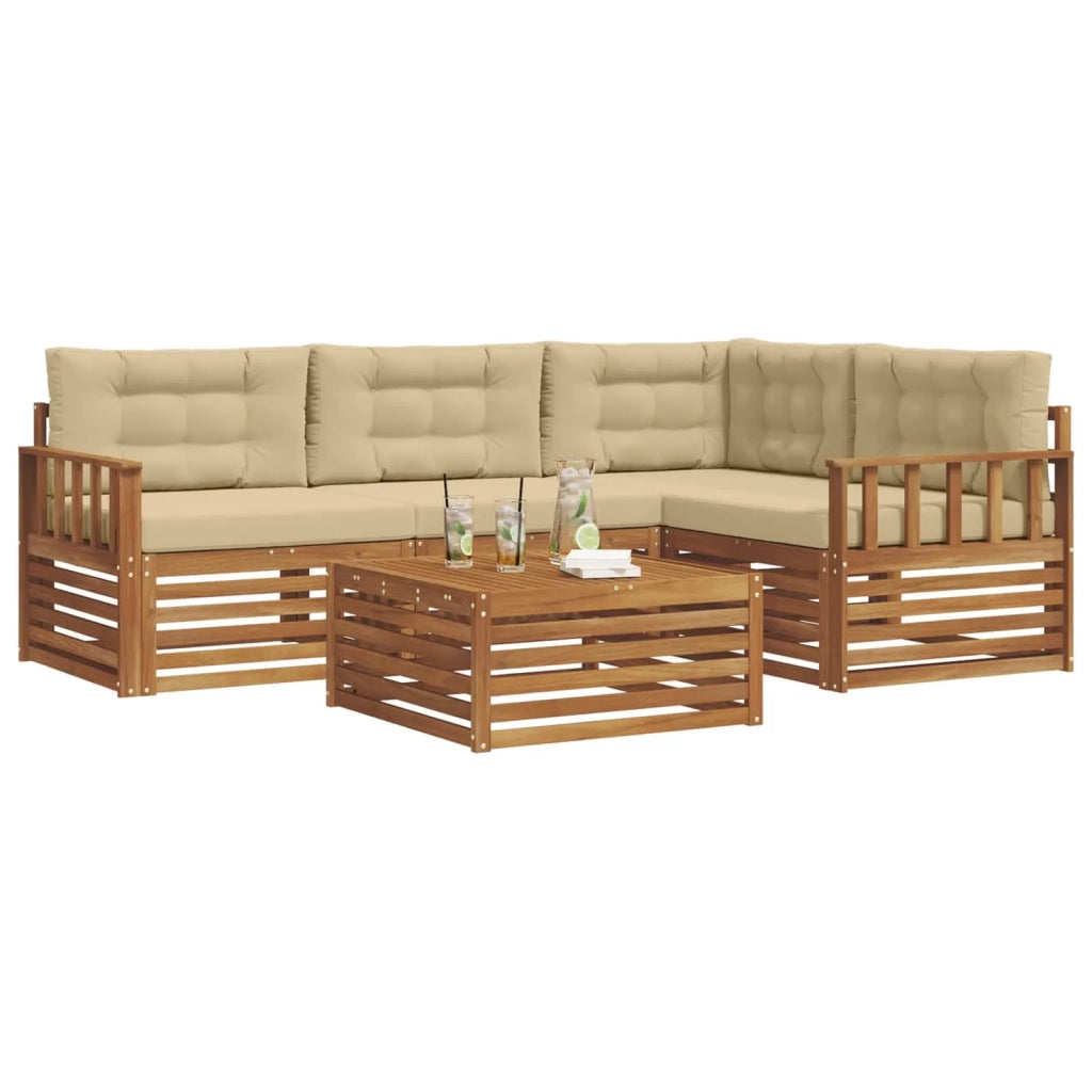 Set di divani da esterno con cuscino 5 pcs Naturale e Beige