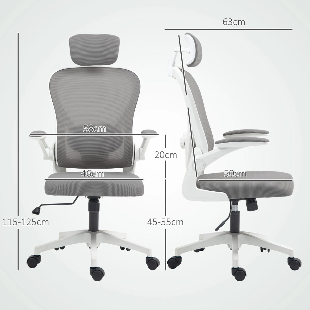 Sedia da ufficio in rete traspirante ¨C zephmum ¨C grigio, regolabile in altezza