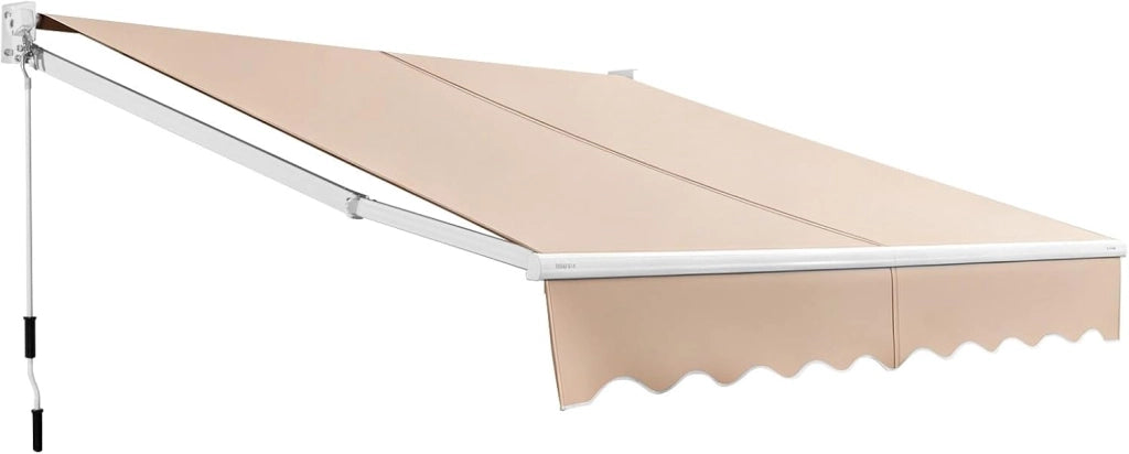 Tenda da Sole per Esterno Avvolgibile, Tenda da Sole a Bracci Estensibili con Telaio in Alluminio e Tettuccio Resistente al Sole e Impermeabile e Manovella (Beige, 295 x 250 cm)