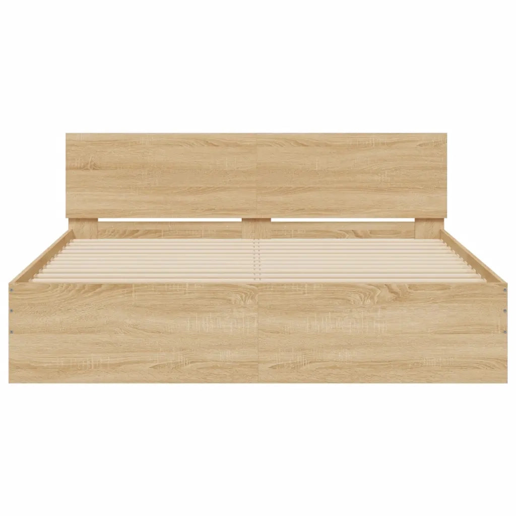 Giroletto con Testiera e LED-Struttura Letto con testiera Rovere Sonoma 150x200 cm 391668