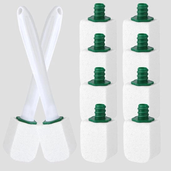 Set di spazzole per il water di puimsteen - 10 pezzi - Manico riciclabile - Pulizia efficace - Calcificazione dura - Materiale duraturo - Facile da sostituire - Set di pulizia per il water