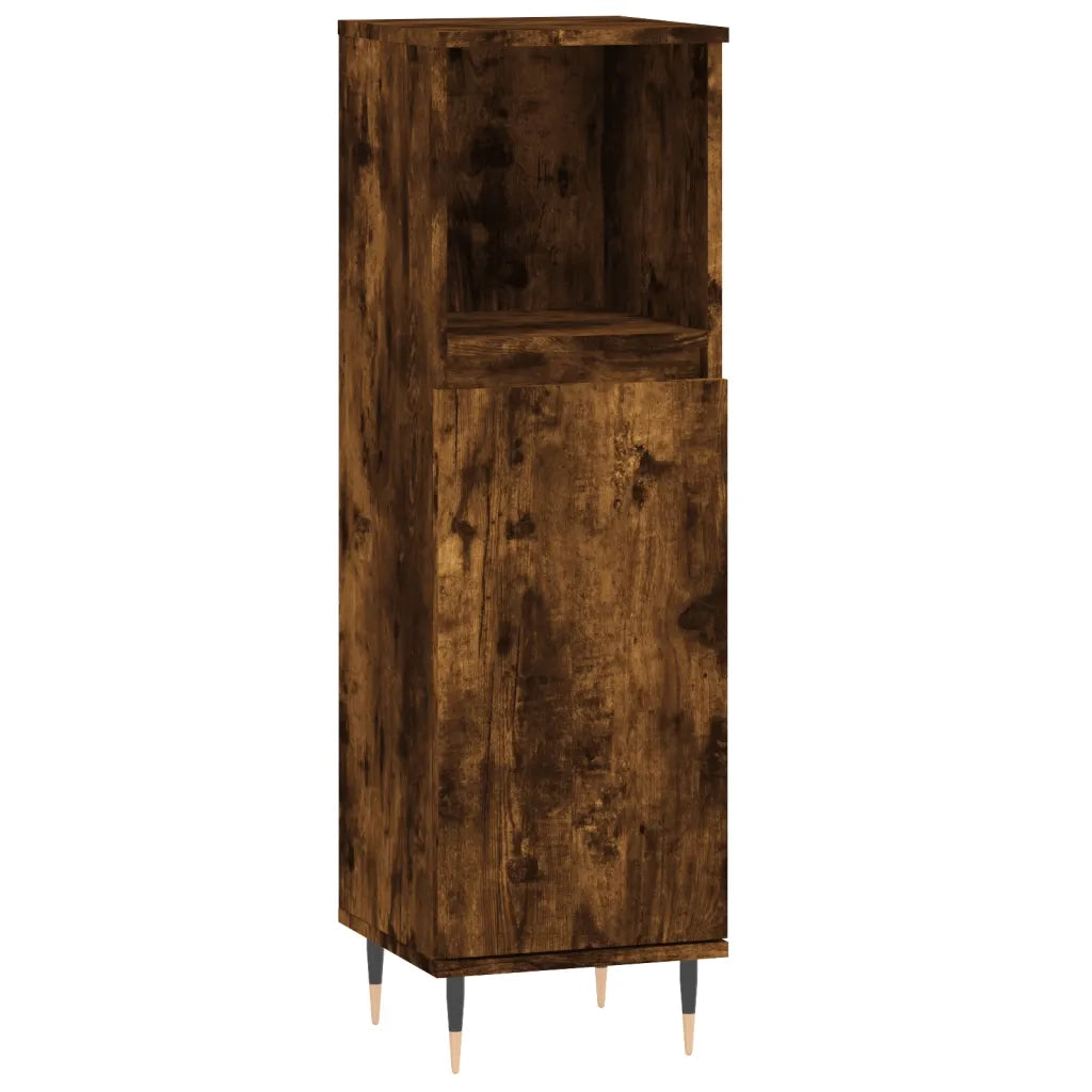 Set Mobili da Bagno 3 pz Rovere Fumo in Legno Multistrato 3190218