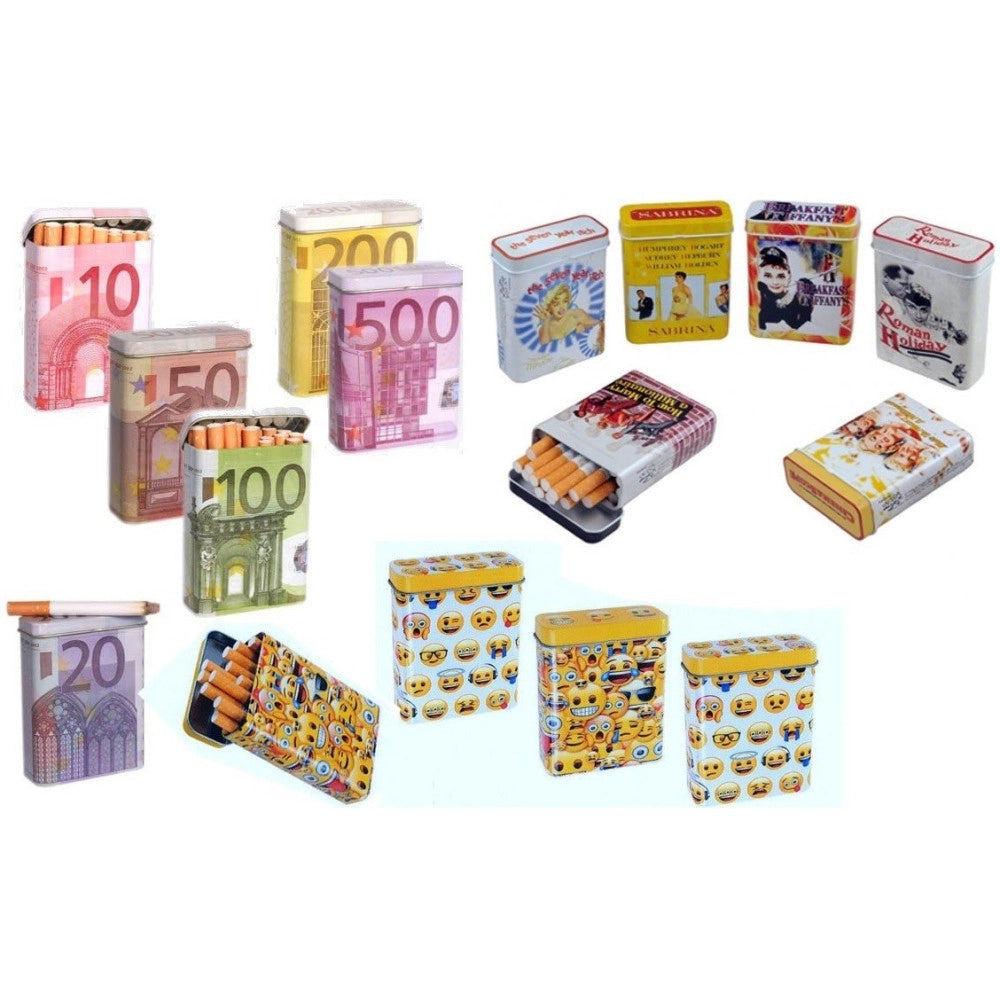 Trade Shop - Set 2 Portasigarette Sigaretta Metallo Custodia Cover Porta Pacchetto Sigarette -