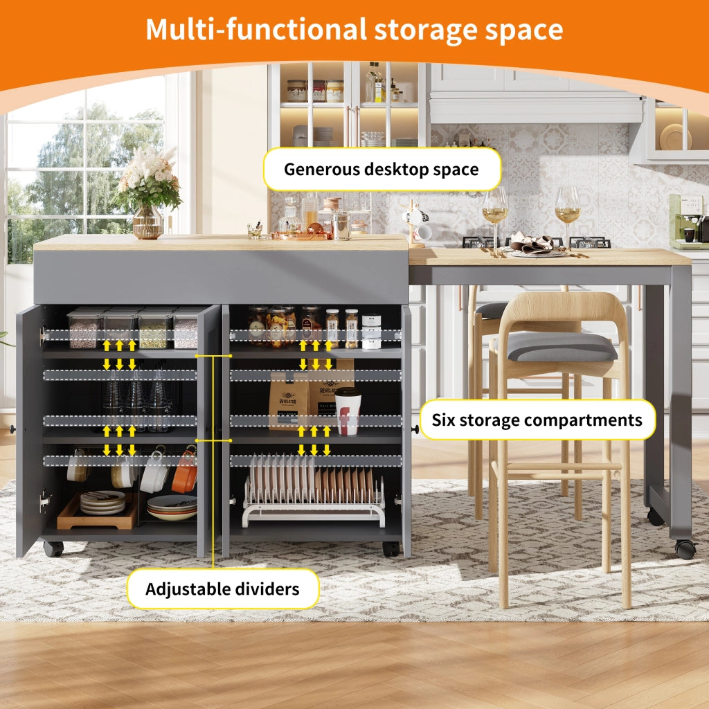 Tavolo Bar Allungabile con Vano ¨C MINIMAL ¨C Grigio, 118-180x50x94 cm