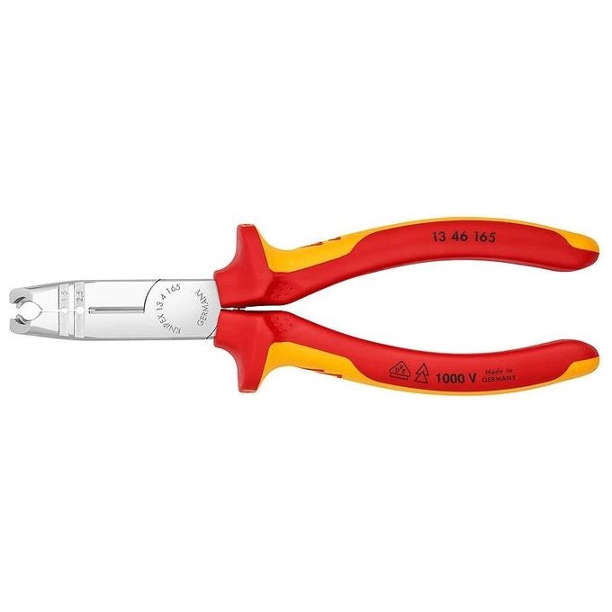 KNIPEX 13 46 165 Spelacavi Multifunzione con Tagliente Circolare e Tronchese Laterale colore Rosso Giallo