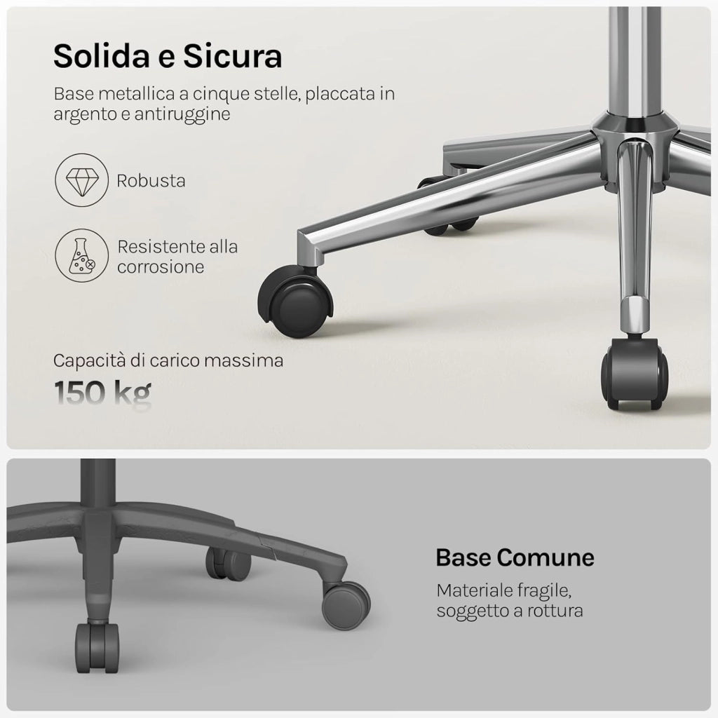 Sedia Ufficio in Velluto con Braccioli e Rotelle, Poltroncina Regolabile in Altezza Girevole, Sedia da Trucco, Grigio Chiaro, BS145hgr