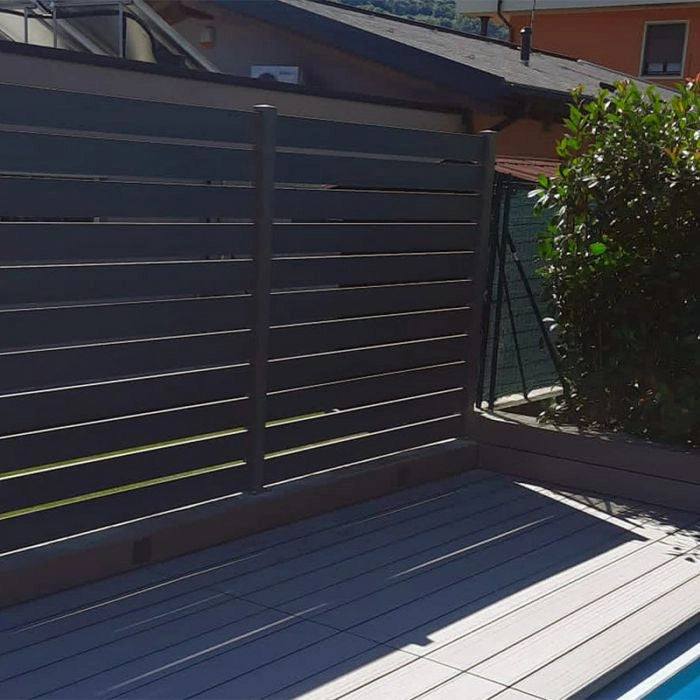 Recinzione In Legno Composito Wpc E Alluminio "vedo Non Vedo" - Kit Modulo L.202 X H.205 Cm Altezza: 125 cm