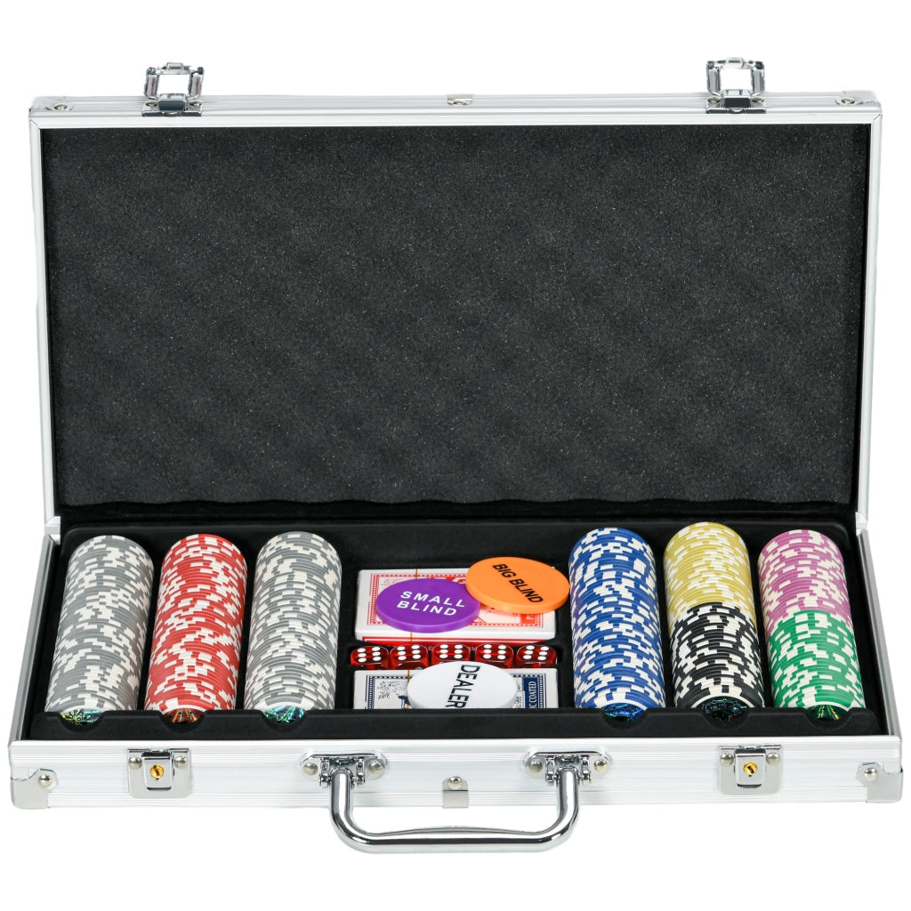 Set di poker con 300 chip, 2 mazzi di carte e 5 dadi ¨C zephmum ¨C con custodia e tappetino