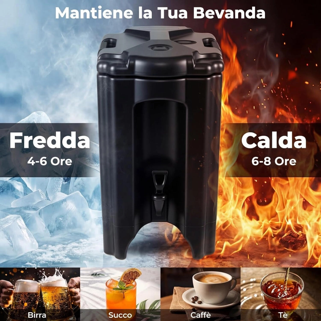 Distributore di Bevande Isolato da 16,5 L, Contenitore Isotermico per Distribuzione Bevande Calde e Fredde con Rubinetto e Maniglia, per Tè, Caffè e Acqua, per Bar, Buffet e Festa