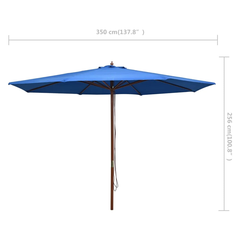 Ombrellone da esterno con palo in legno 350 cm blu 02_0008252