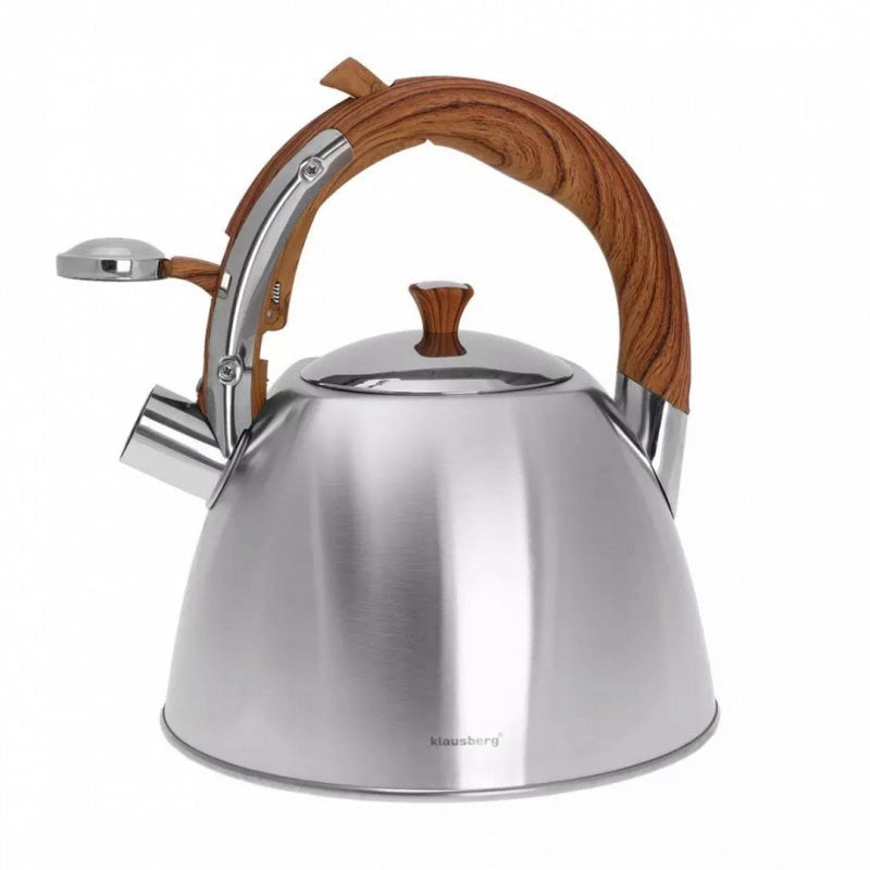 Klausberg KB-7193 Bollitore a fischio in acciaio inossidabile da 3 litri per tutti i fornelli