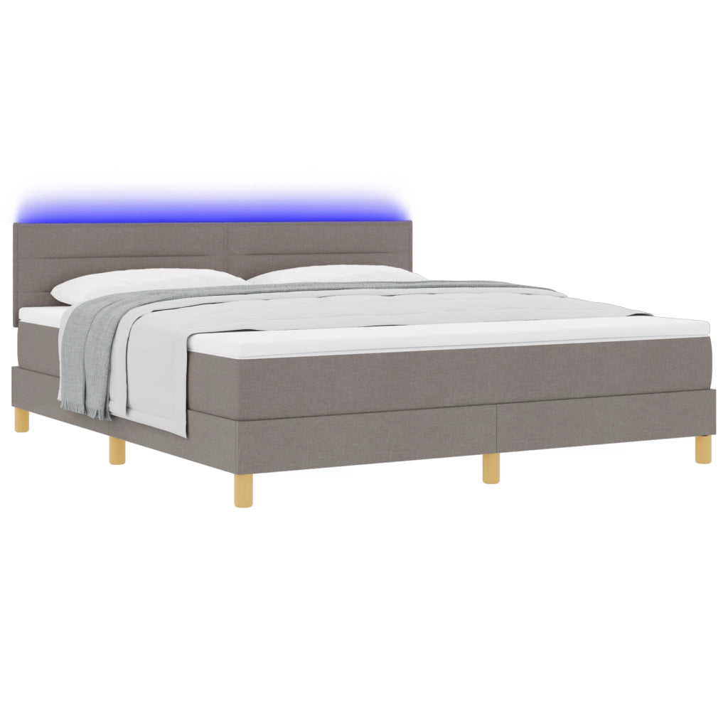 Letto a Molle con Materasso & LED Tortora 180x200 cm Tessuto