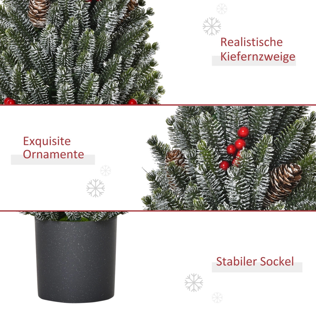 Albero di Natale 50 cm con pigne e bacche rosse ¨C zephmum ¨C vaso incluso