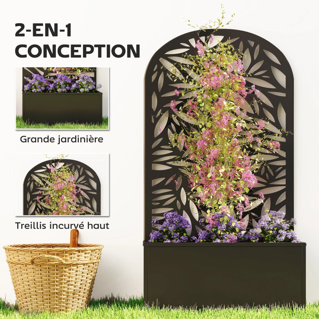 Fioriera da muro con griglia in metallo ¨C zephmum ¨C 61x23x113 cm nera