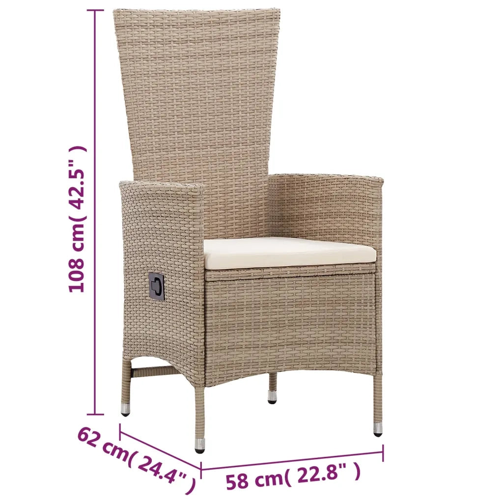 Set Mobili da Pranzo per Giardino 5 pz Beige 3071954
