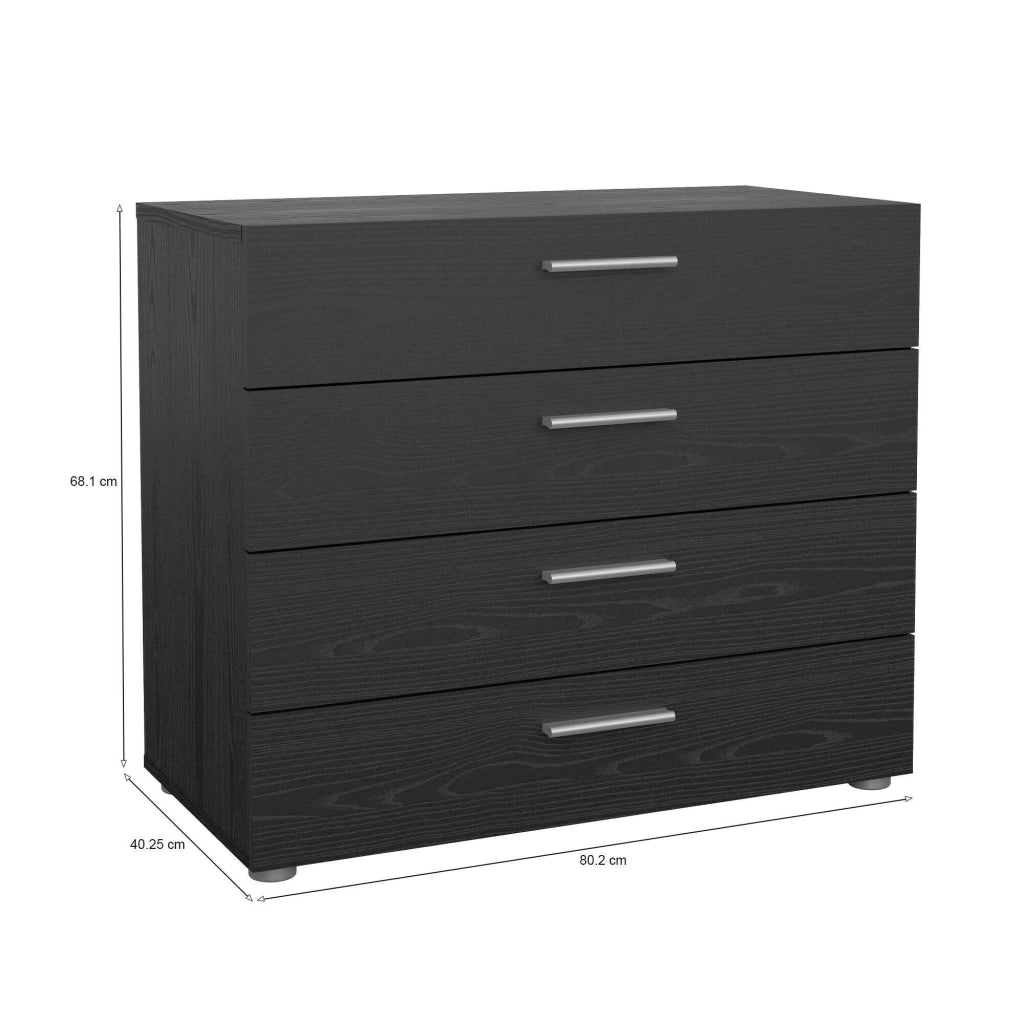 Cassettiera Arwen, Settimino multiuso, Comò camera da letto, Mobile con cassetti, 80x40 h68 cm, Nero