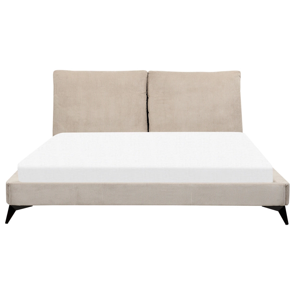 Letto imbottito moderno in velluto a coste grigio talpa 180 x 200 cm moderno elegante