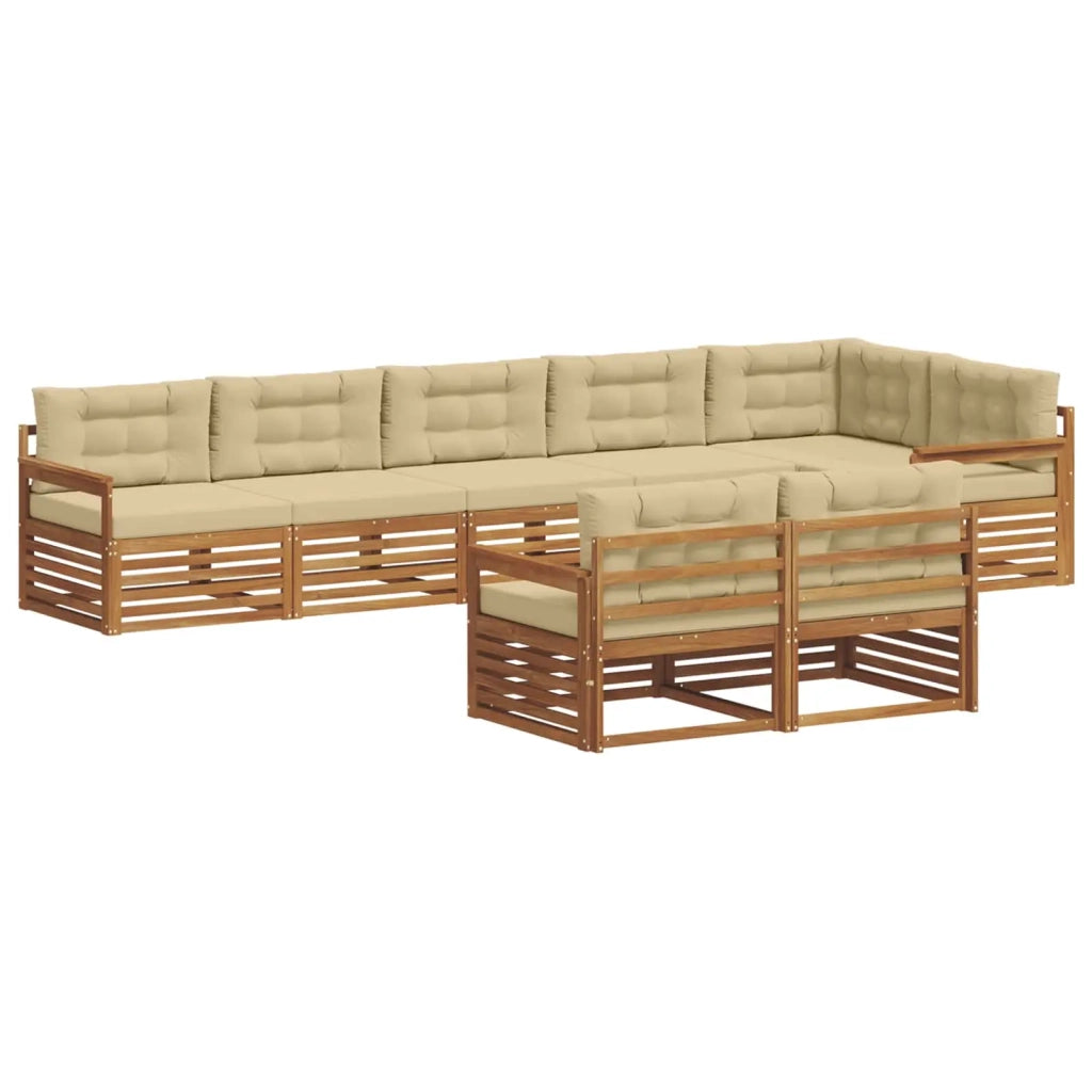 Set di divani da esterno con cuscino 8 pcs Naturale e Beige