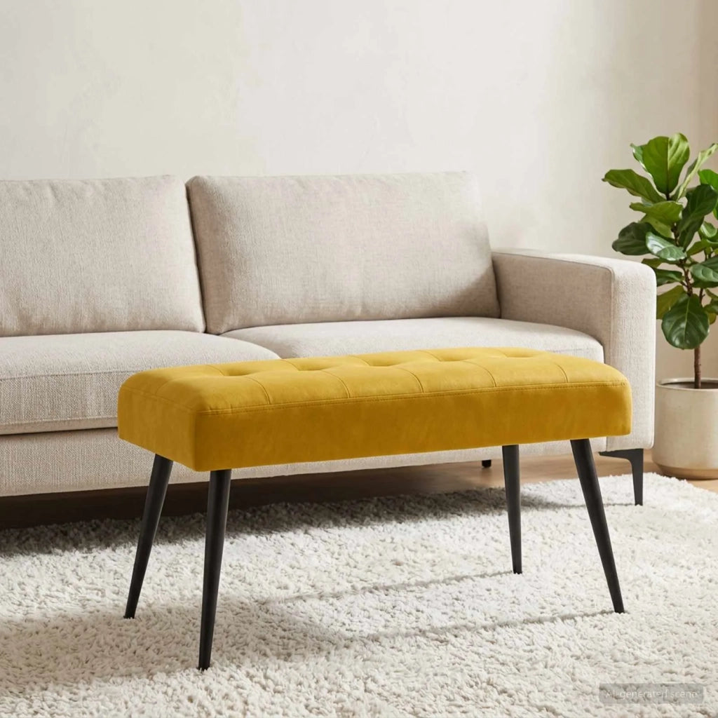 Panchina con bottoni imbottiti Giallo 80 x 40 x 46 cm Velluto 42038522