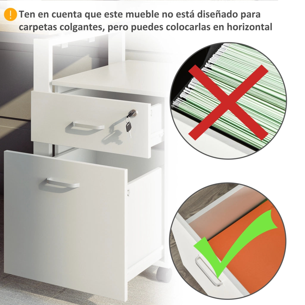 Cassettiera con Ruote per Ufficio ¨C zephmum ¨C 40x49x58 cm Bianco