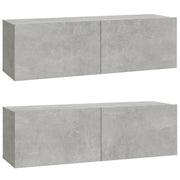 Mobile TV multimediale mensola TV credenza mobile TV sala da pranzo soggiorno camera da letto 2 pezzi 100 x 30 x 30 cm legno ingegnerizzato grigio 02_0028521