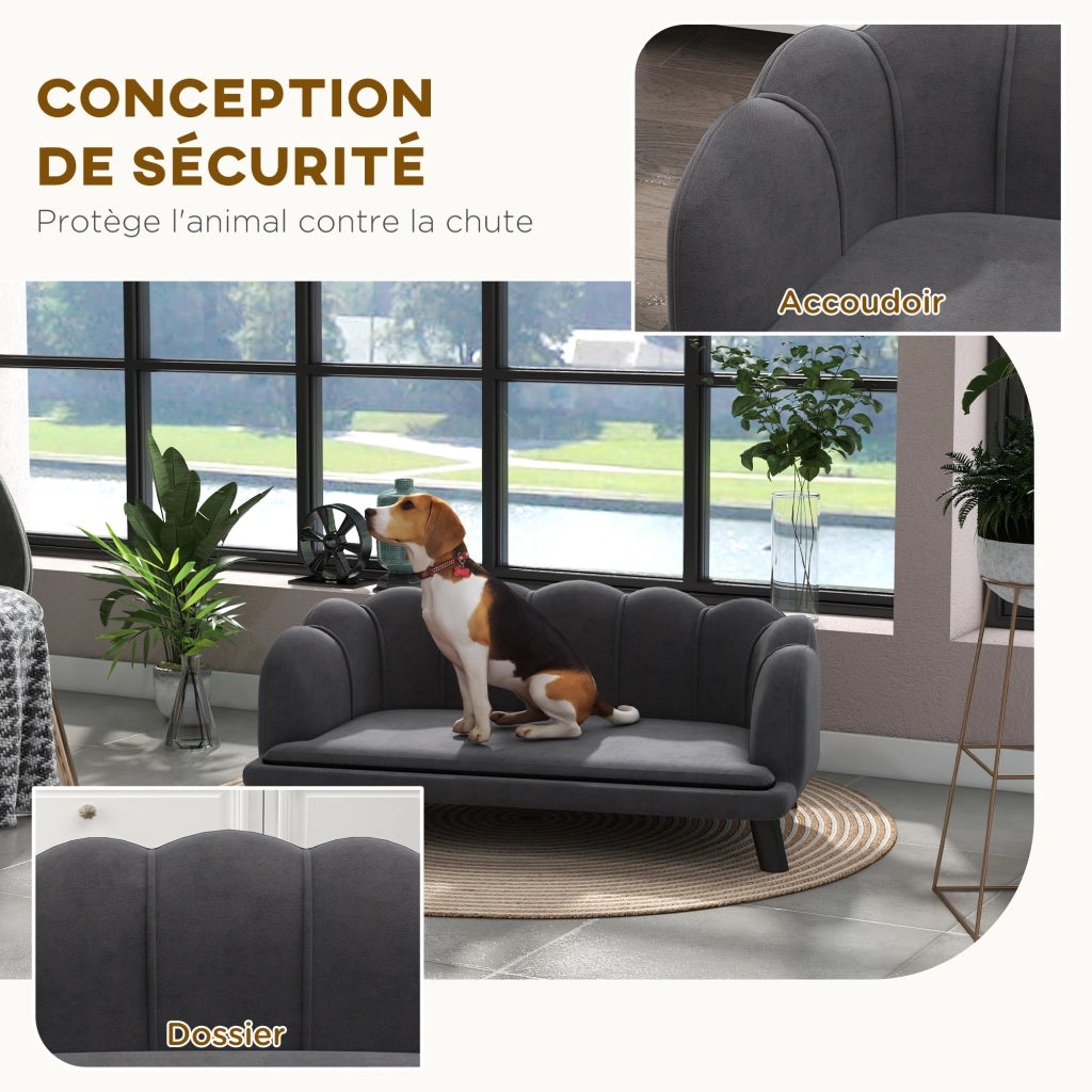 Letto per cani e gatti ¨C zephmum ¨C 98x60x35 cm imbottito in velluto grigio con cuscino