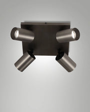 Plafoniera Flores 24x24cm in Alluminio Canna di Fucile, 4x GU10 10W, Struttura pressofusa IP20, Classe 1 - Design Moderno e Compatto